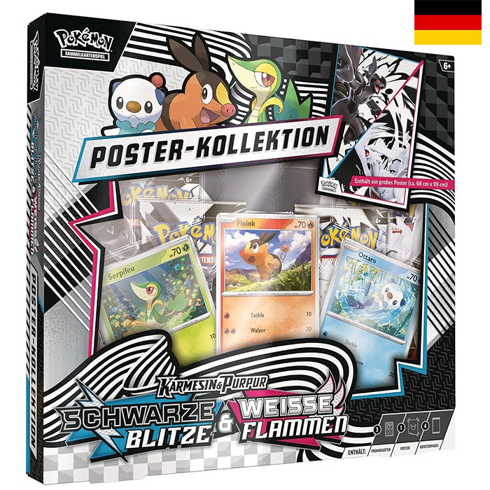 Karmesin & Purpur - Schwarze Blitze & Weisse Flammen Unova Poster Kollektion - Deutsch